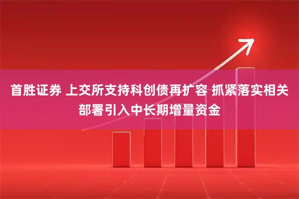 首胜证券 上交所支持科创债再扩容 抓紧落实相关部署引入中长期增量资金