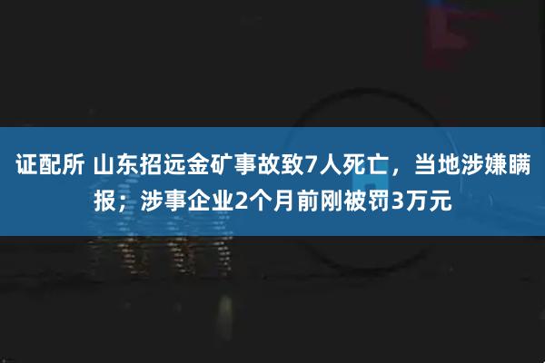 证配所 山东招远金矿事故致7人死亡，当地涉嫌瞒报；涉事企业2个月前刚被罚3万元